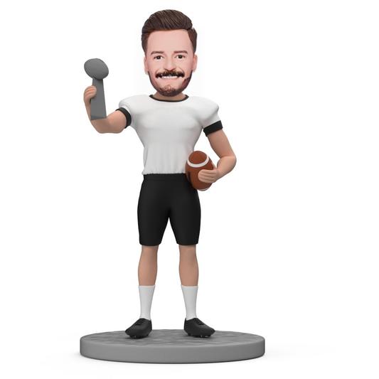 Custom Bobblehead Super Player Holding Super Bowl Trophy