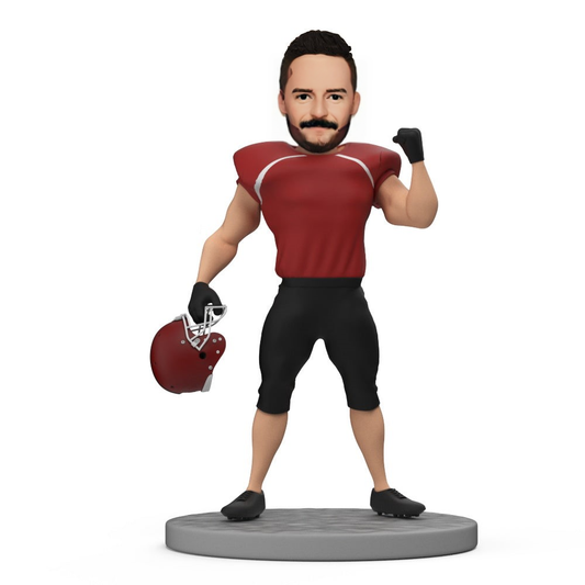 Custom Bobblehead American Football Player Holding Helmets Ready to Participate in The Game