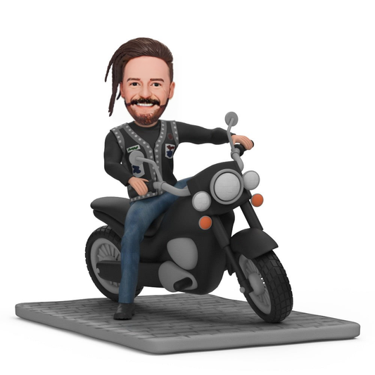 Custom Motorcycle Bobblehead, Bobblehead On A Motorcycle With Text