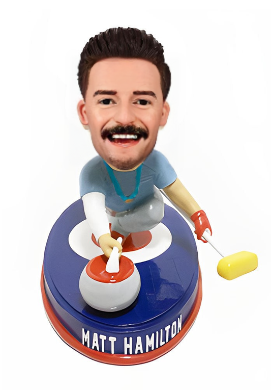 Custom Curling Bobblehead Snowball Tournament Curling Player Gift