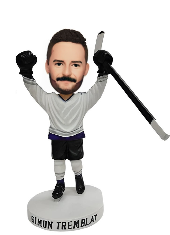 Snowball Tournament Custom Hockey Bobblehead Players Raising Hands in Celebration