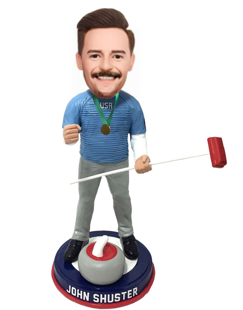 Curler Custom Bobblehead Snowball Tournament Curling Player Gift