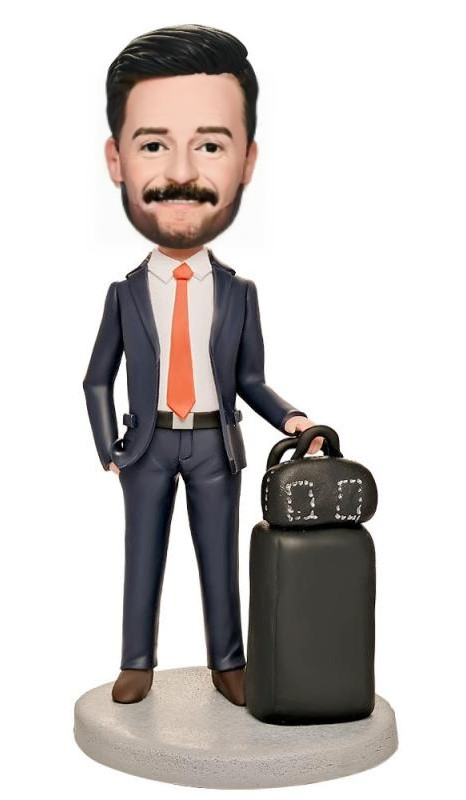 World Traveler Executive Custom Bobblehead With Engraved Text