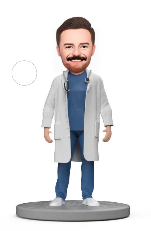 Surgical Surgeons White Coat Custom Bobblehead With Engraved Text