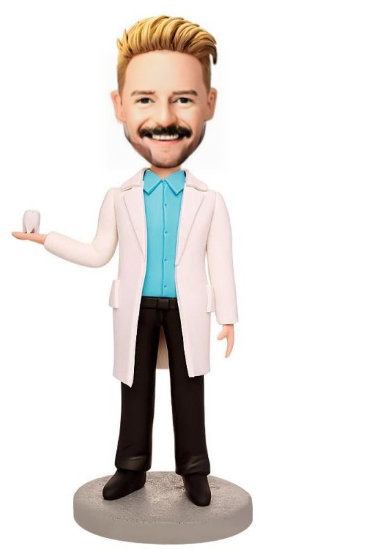 Male Dentist Custom Bobblehead With Engraved Text