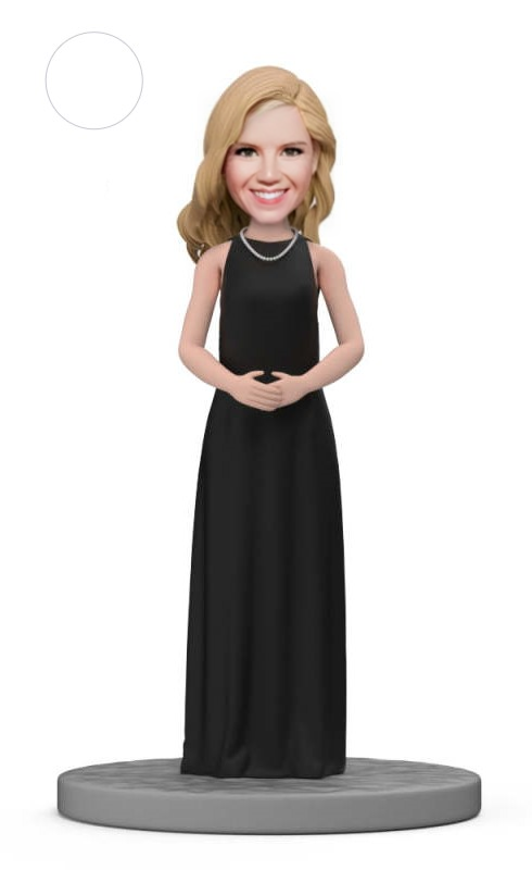 Custom Bobblehead A Noble Lady Wearing A Black Long Dress