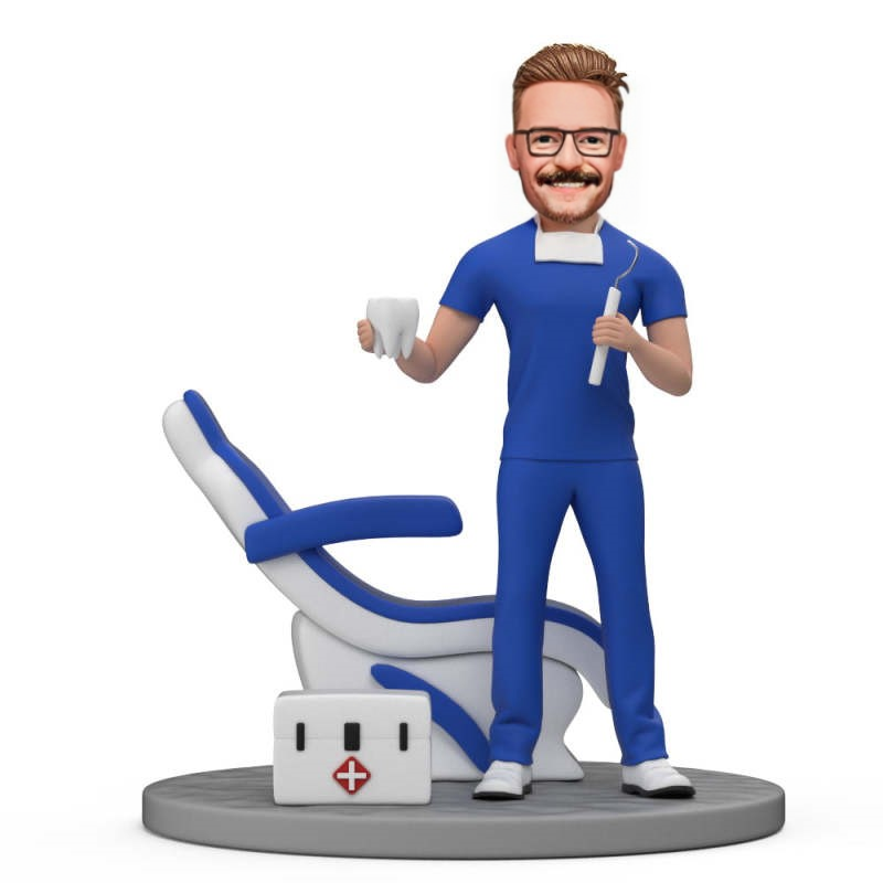 Custom Bobbleheads for Male Dentist with Engraved Text