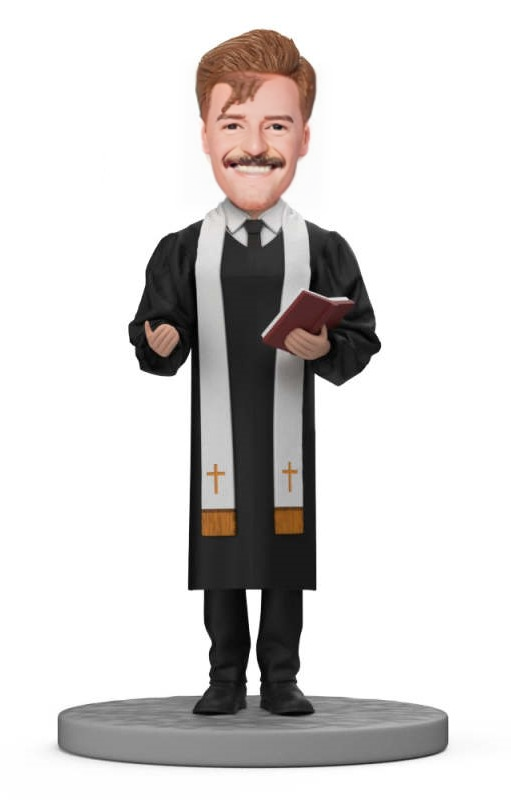 Custom Bobblehead Wedding Priest Holding A Bible