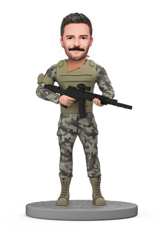 Custom Military Bobblehead Special Forces With A Gun