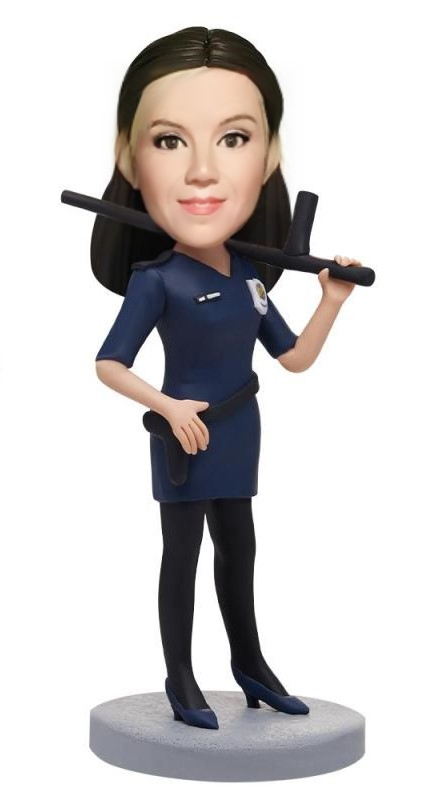 Policefemale Custom Bobblehead With Engraved Text