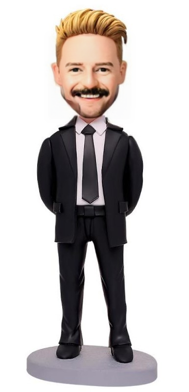 Hands Behind Business Man Custom Bobblehead With Engraved Text