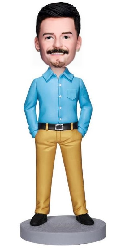 Executive Man In Yellow Pants Custom Bobblehead With Engraved Text