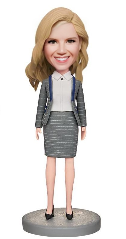 Dress Formally Business Woman Custom Bobblehead With Engraved Text