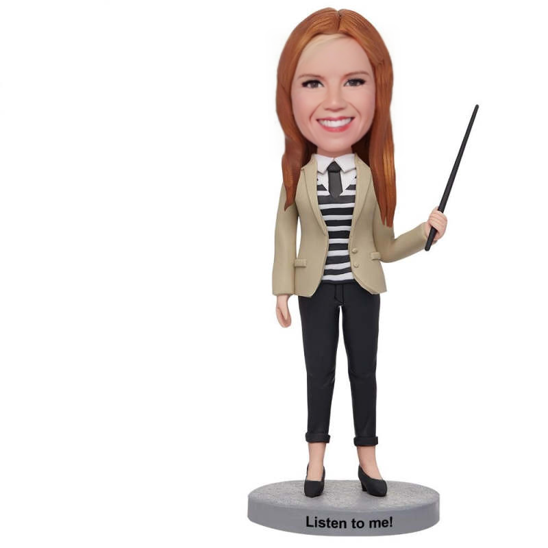 Female Teacher Custom Bobblehead With Engraved Text