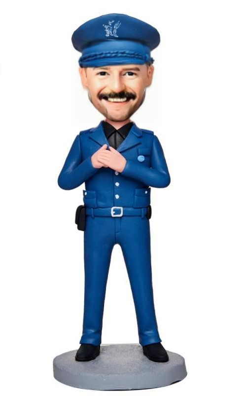 Police Officer Custom Bobblehead With Engraved Text