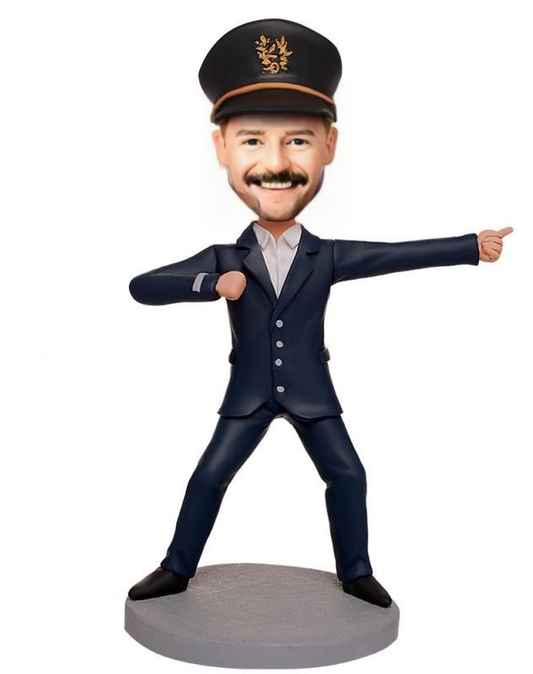 Male Traffic Police Directing Traffic Custom Bobblehead With Engraved Text