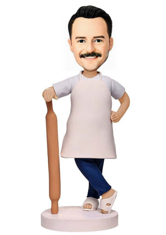 Male Pastry Chef Custom Bobblehead With Engraved Text