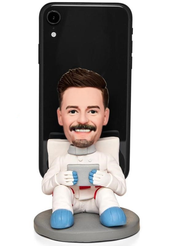 Mobile Phone Holder Astronaut Custom Bobblehead With Engraved Text