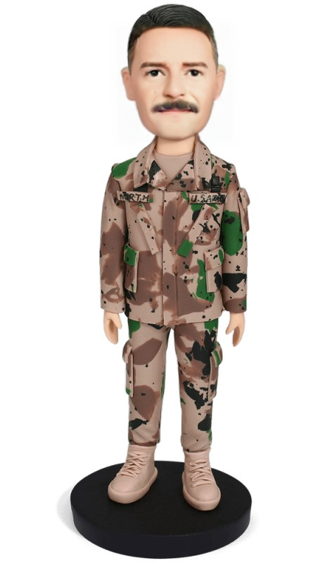 Male Soldier Custom Bobblehead With Engraved Text