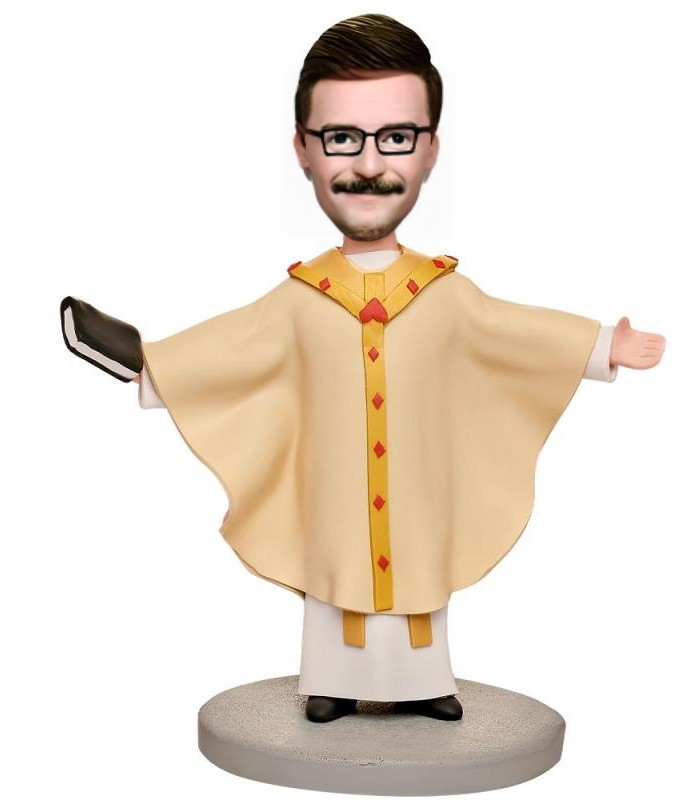 Religious Priest Custom Bobblehead With Engraved Text