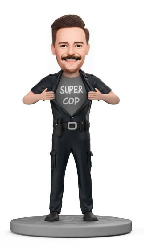 Handsome super cop Custom Bobblehead With Engraved Text