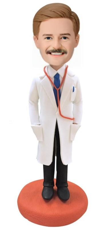 Doctor With Lab Coat Custom Bobblehead With Engraved Text