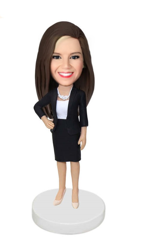 Office Lady Custom Bobblehead With Engraved Text