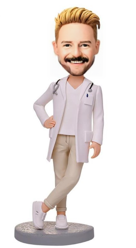 Doctor With Crossed Feet Custom Bobblehead With Engraved Text