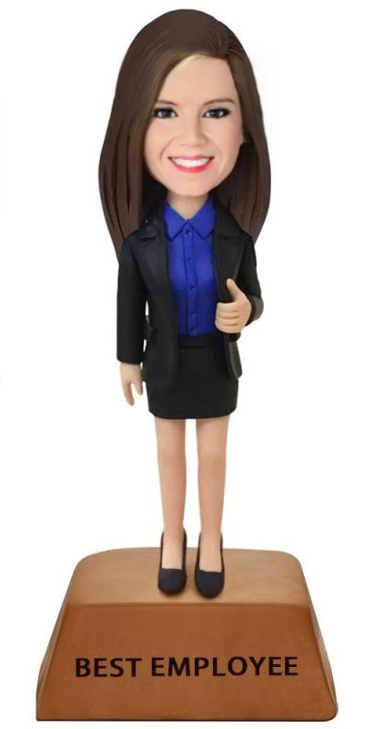 Best Employee Trophy Base Female Executive Custom Bobblehead With Engraved Text