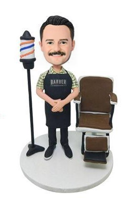 Barber With Chair Custom Bobblehead With Engraved Text