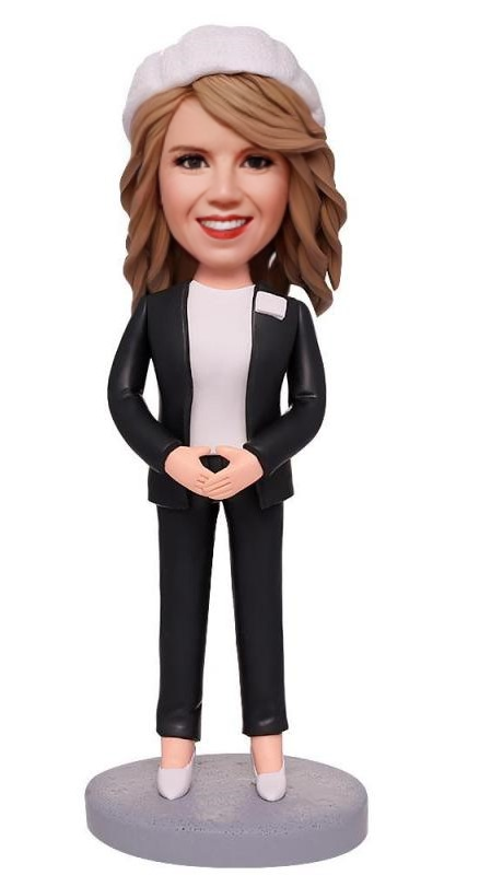 Bank Worker Business Woman Custom Bobblehead With Engraved Text