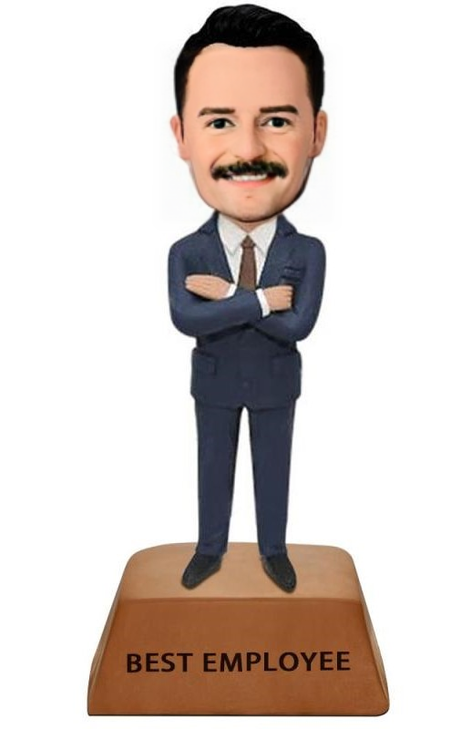 Best Employee Trophy Base Business man Custom Bobblehead With Engraved Text Business Gift