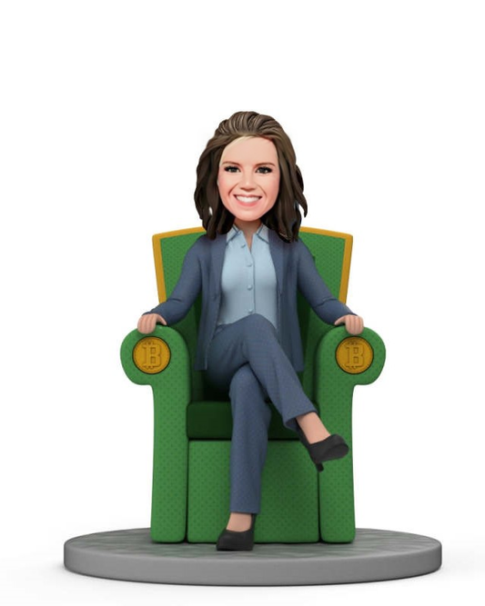 Bosss Day Gift Custom Bobblehead Lady Boss Sitting on The Throne