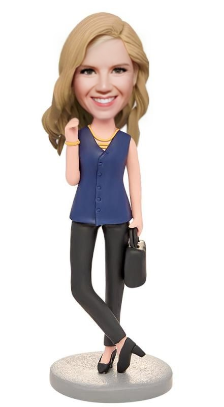 Modern Business Women Custom Bobblehead With Engraved Text