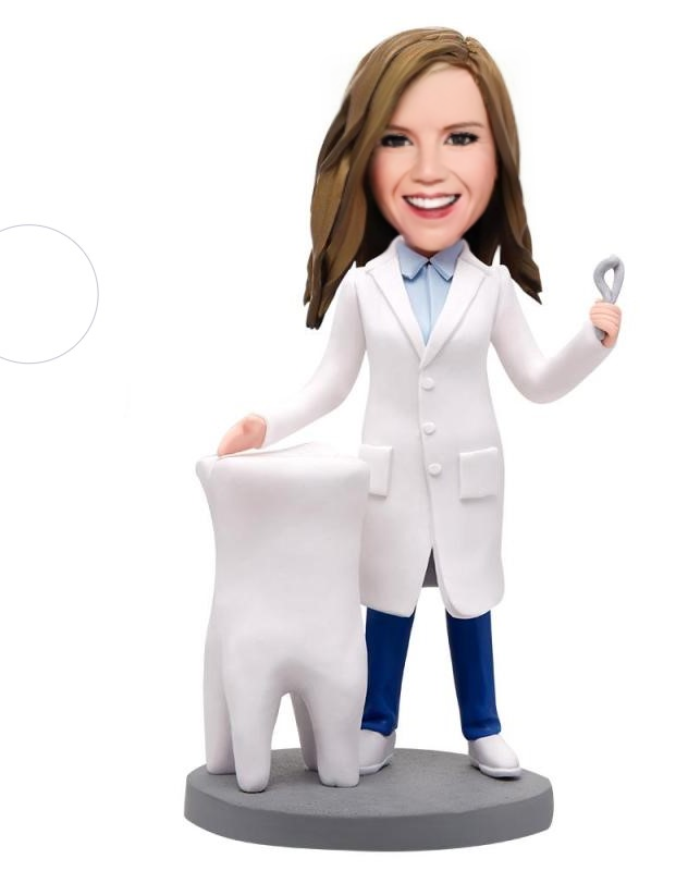 Dentist Female Custom Bobblehead With Engraved Text