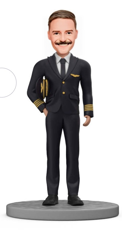 Attractive Aviator Custom Bobblehead in Aircraft PilotCaptain Suit Uniform