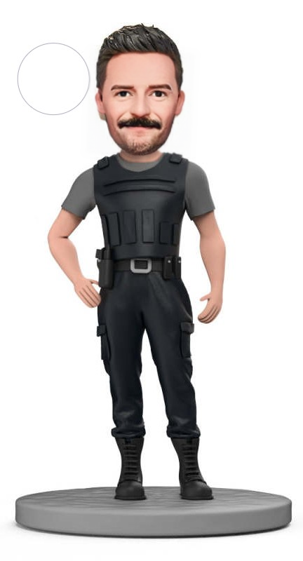 Police in Bulletproof Vests Custom Bobblehead With Engraved Text