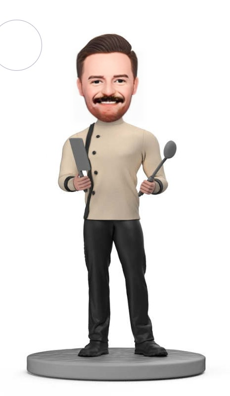 Five Star Chef and Tools Custom Bobblehead With Engraved Text