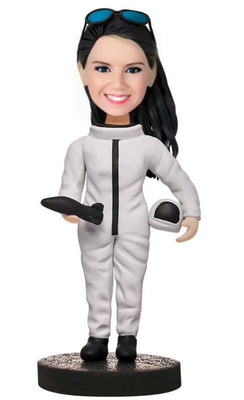 Female Astronaut Custom Bobblehead With Engraved Text