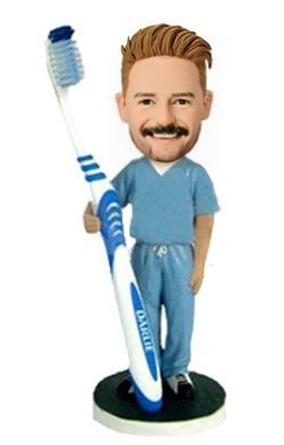 Dentist With A Toothbrush Custom Bobblehead With Engraved Text