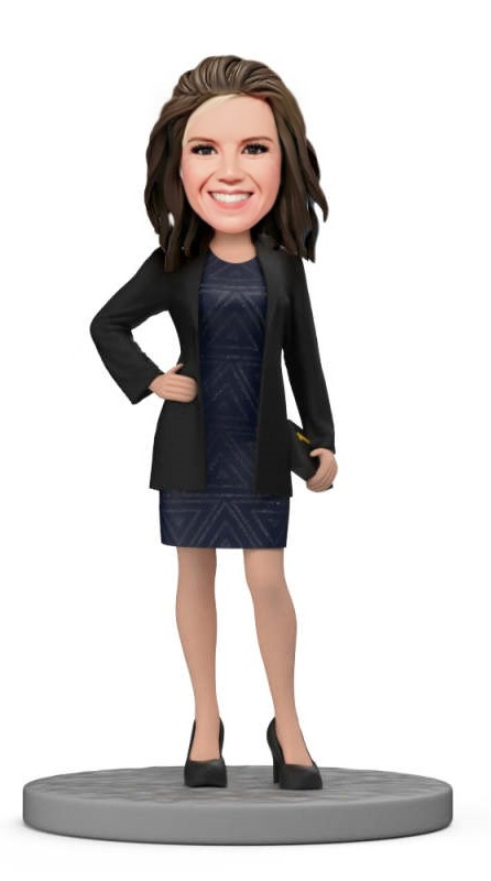 Custom Bobblehead Fashion Lady Boss in Skirt and Casual Suit