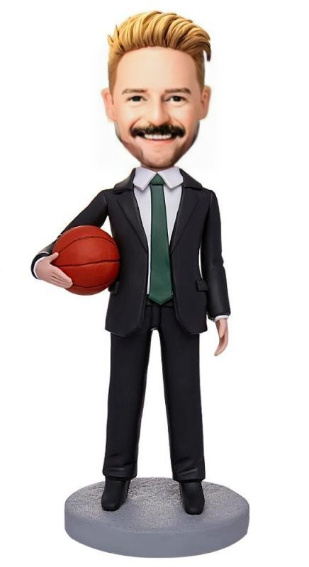 Boss Businessman And Basketball Custom Bobblehead With Engraved Text