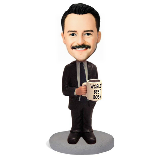 Business Gift WORLDS BEST BOSS Custom Bobblehead With Engraved Text