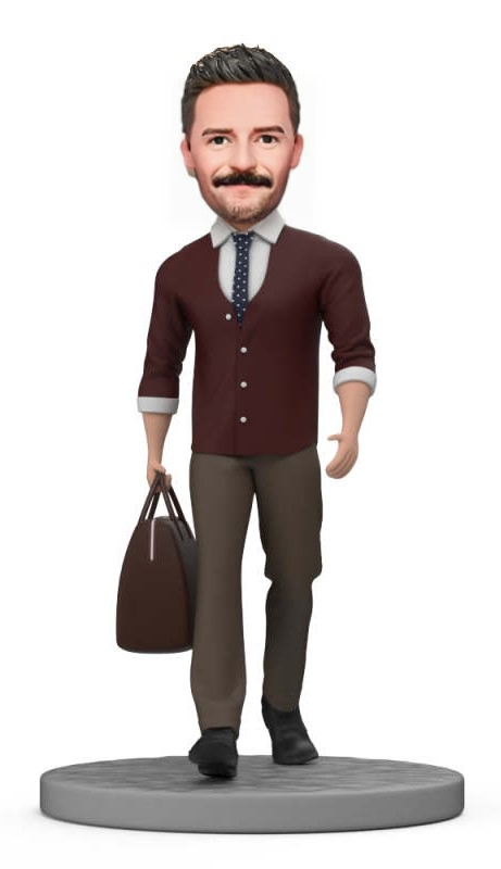 Fashionable Man Custom Bobblehead Holding Bag