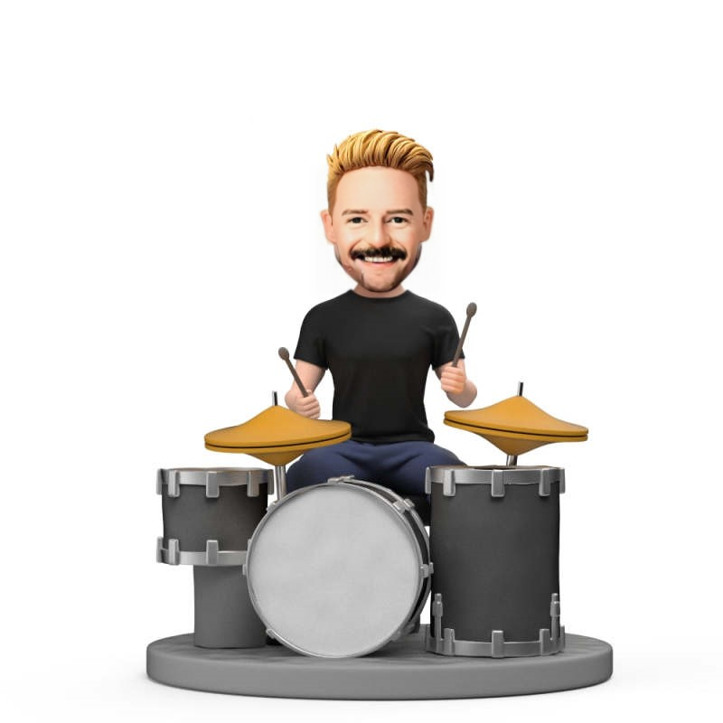 Custom Bobblehead Drum PlayerEnthusiast Custom Band Drummer Bobblehead