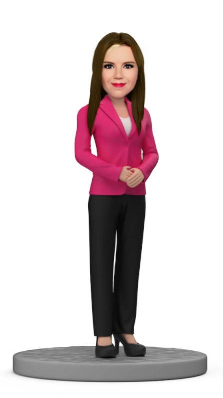 Business Woman Custom Bobblehead in Pink Business Attire