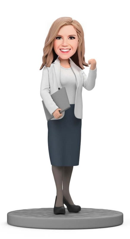 Custom Bobblehead  Business Woman Holding Documents