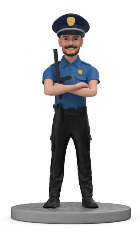 Policeman With Baton Custom Bobblehead With Text