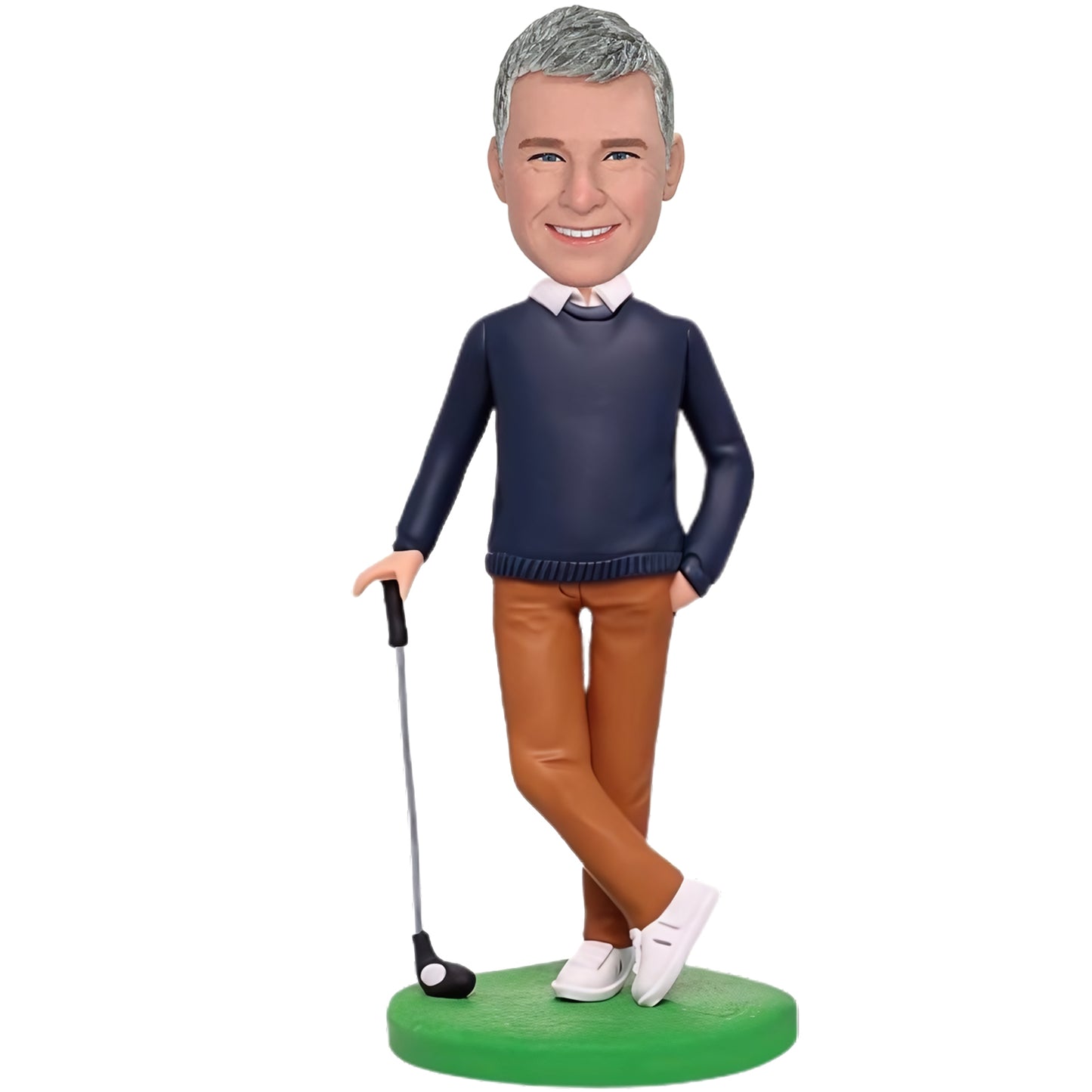 Custom Bobblehead: Golfer - A sleek golfer bobblehead, teed up for action. Ideal for golf fans and collectors alike!