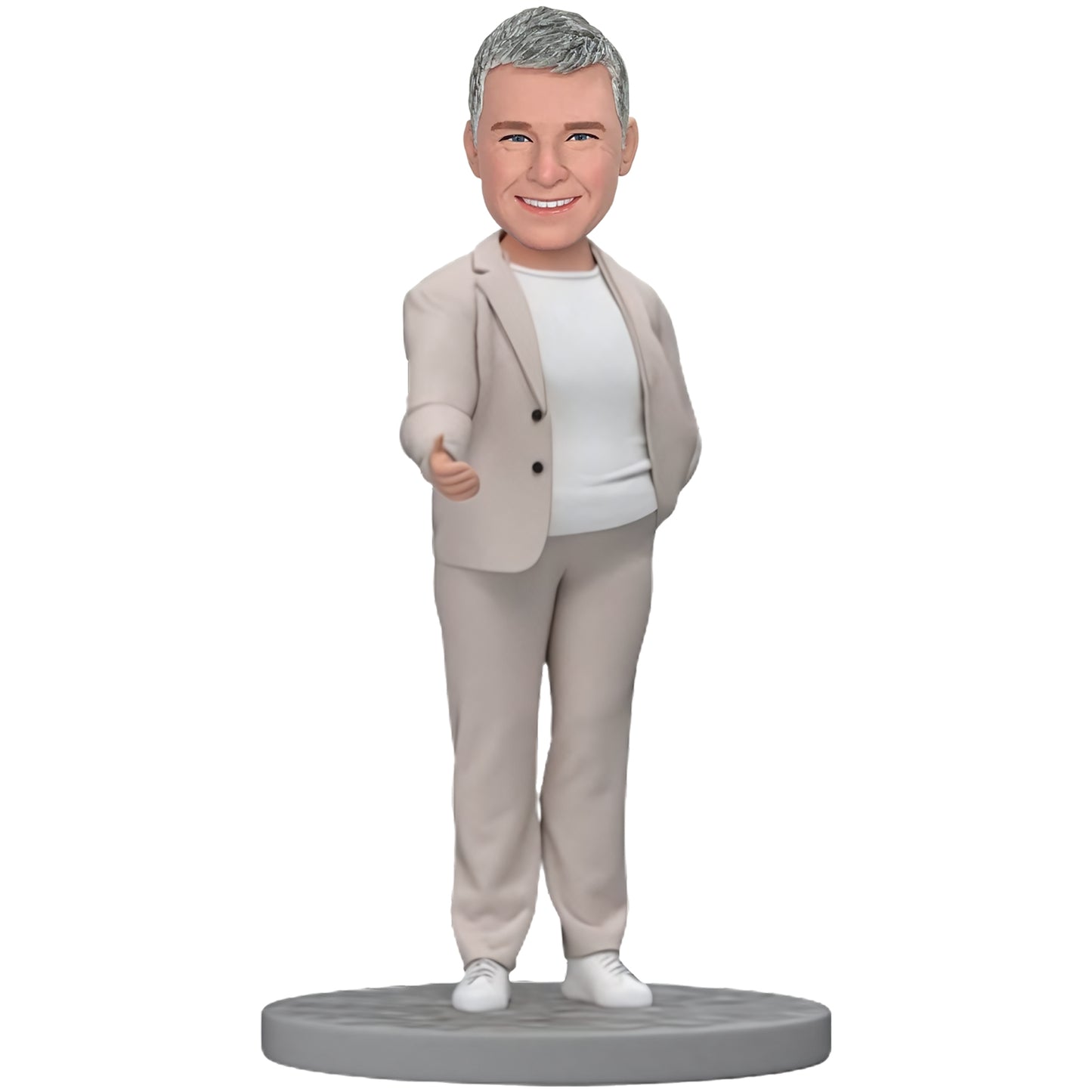 Gift for Boss's Day Custom Bobblehead Boss in Elegant White Attire Prepared for Handshake